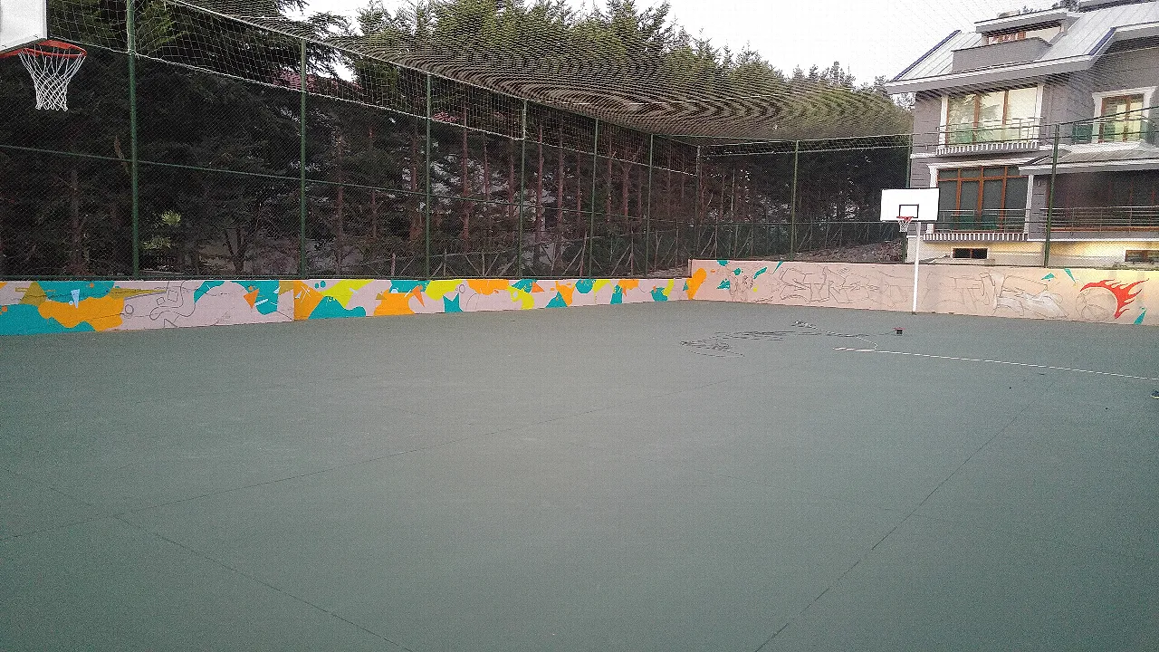 colorful patterns on the field walls